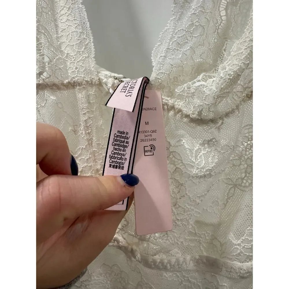 Victorias Secret White Lingerie Lace Garter Slip Bridal NWT M